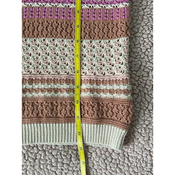 Lulus Women’s Striped Crochet Knit Tank Top Small Sz Beige Multicolor Boho Chic - Picture 5 of 6